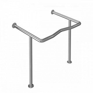 Поручень опорный для раковины с фигурным изгибом, 80054-2, настенно-напольный, сталь, D38 мм