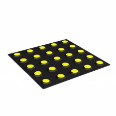 Тактильная плитка из холодного пластика контрастная, со сменными рифами (преодолимое препятствие, поле внимания, конусы линейные) 300х300 черный/желтый