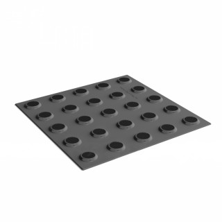 Тактильная плитка из холодного пластика контрастная со сменными рифами (преодолимое препятствие, поле внимания, конусы линейные) 300х300 серый/черный
