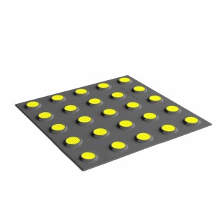 Тактильная плитка из холодного пластика контрастная со сменными рифами (преодолимое препятствие, поле внимания, конусы линейные) 300х300 серый/желтый