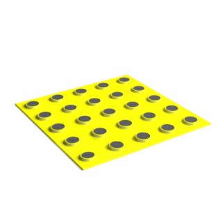 Тактильная плитка из холодного пластика контрастная со сменными рифами (преодолимое препятствие, поле внимания, конусы линейные) 300х300 желтый/черный