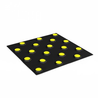Тактильная плитка из холодного пластика контрастная со сменными рифами (непреодолимое препятствие, конусы шахматные) 300х300 черный/желтый