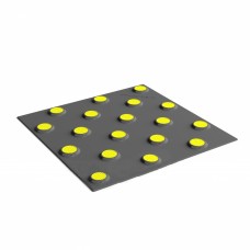 Тактильная плитка из холодного пластика контрастная со сменными рифами (непреодолимое препятствие, конусы шахматные) 300х300 серый/желтый