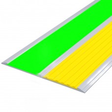 Накладка на ступень ПВХ (с двумя контрастными вставками шириной 50мм фотолюм/желт) в AL профиле 115 мм