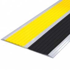 Накладка на ступень ПВХ (с двумя резиновыми вставками шириной 50мм желтая/черная) в AL профиле 115 мм