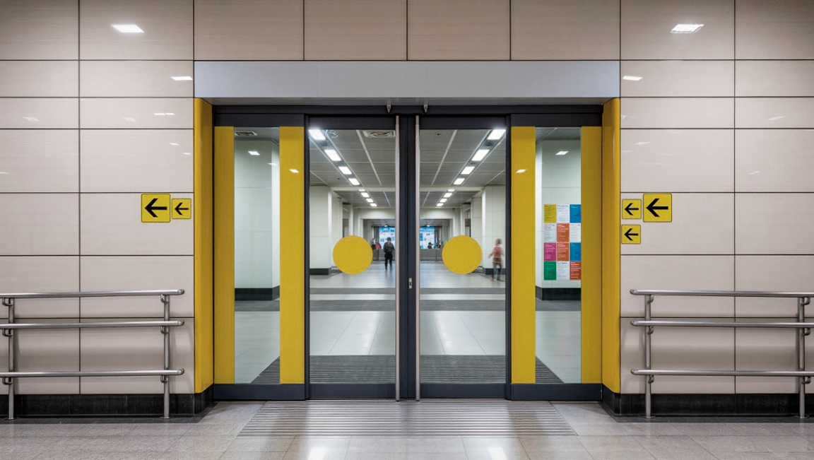 Маркировка прозрачных дверей для инвалидов