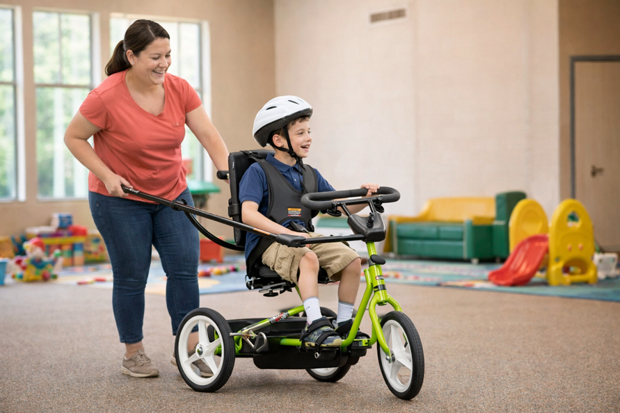 Велосипед для детей с ДЦП с поддержками и фиксаторами